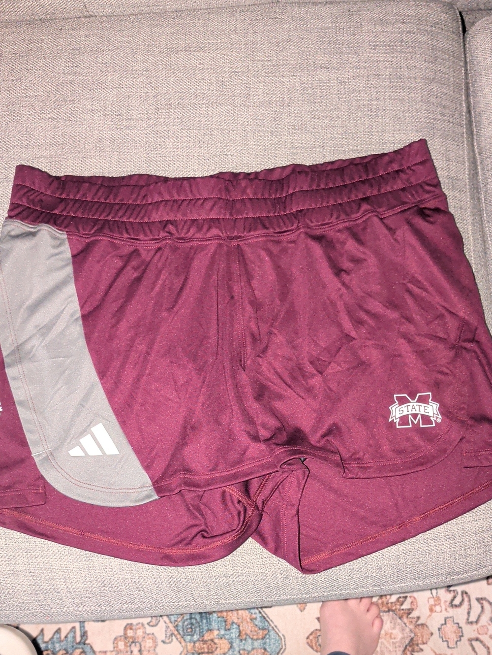 adidas Women's Maroon Athletic Shorts with Gray Accent
